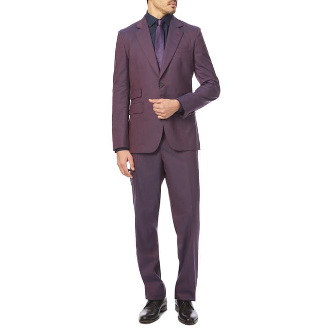 PAUL SMITH Purple Two Button Wool Blend Suit