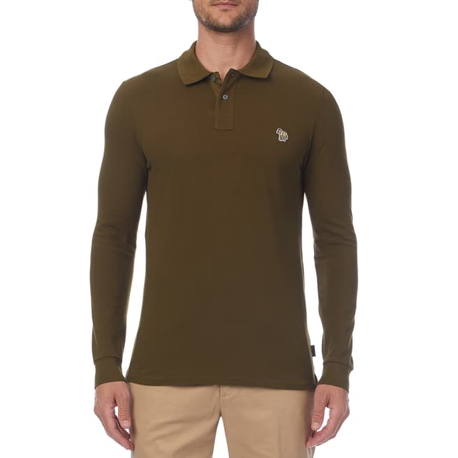 PAUL SMITH Khaki Regular Long Sleeve Polo Shirt