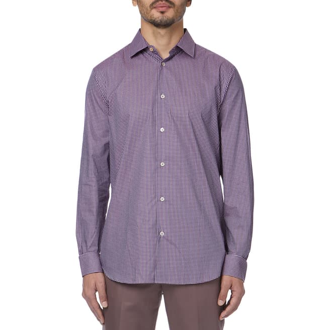 PAUL SMITH Purple Check Formal Tailored Fit Cotton Shirt