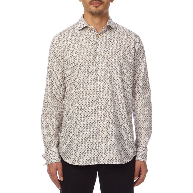 PAUL SMITH Pale Pink Print Formal Tailored Shirt