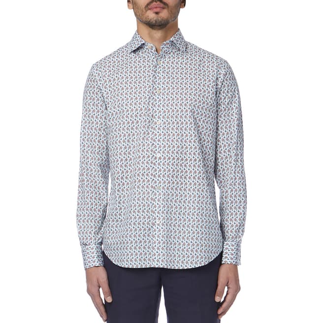 PAUL SMITH Light Blue Floral Formal Tailored Fit Shirt