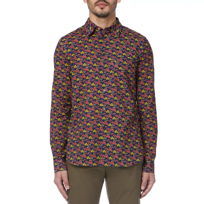 PAUL SMITH Red Print Tailored Fit Shirt