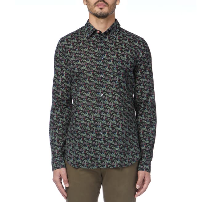 PAUL SMITH Green Print Tailored Fit Shirt