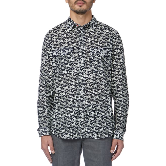 PAUL SMITH Navy Print Casual Fit Shirt