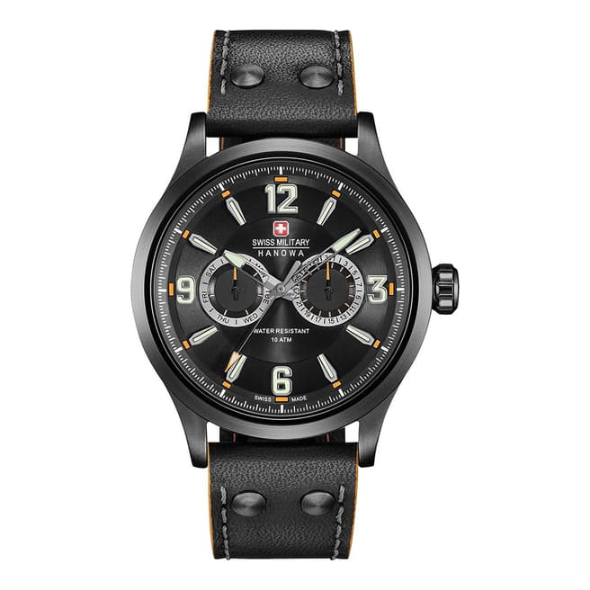 Swiss Military Black Undercover Leather Watch