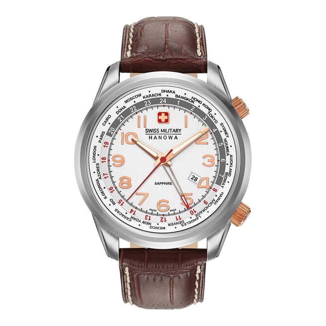 Swiss Military Brown Worldtimer Leather Watch