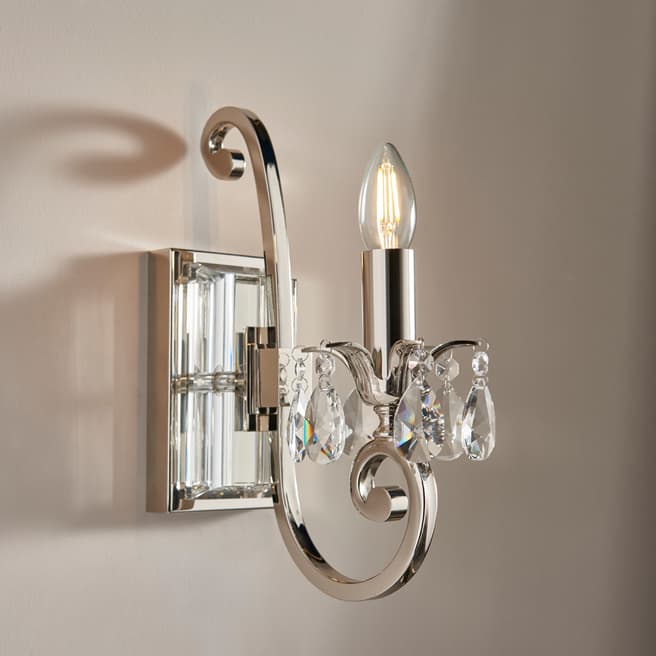 Endon Lighting Polished Nickel/Glass Oksana nickel 1-Light Wall Light