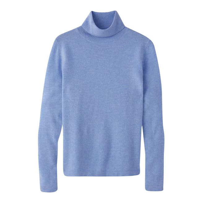 Pure Collection Blue Cashmere Roll Neck Sweater