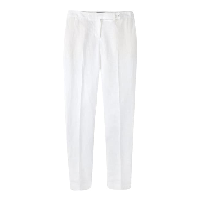 Pure Collection White Linen Slim Leg Cropped Trouser