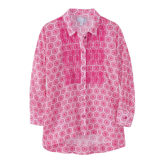 Pure Collection Pink Embroidered Printed Blouse