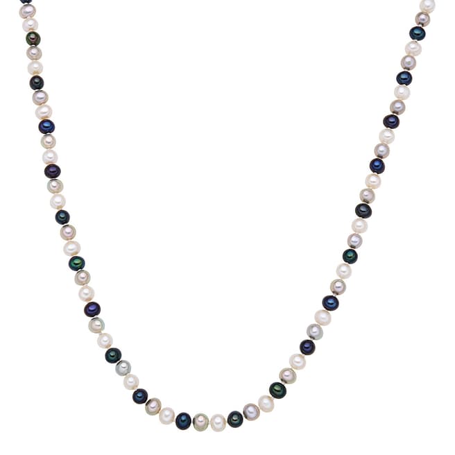 Nova Pearls Copenhagen White/Silver/Peacock Blue Freshwater Pearl Necklace