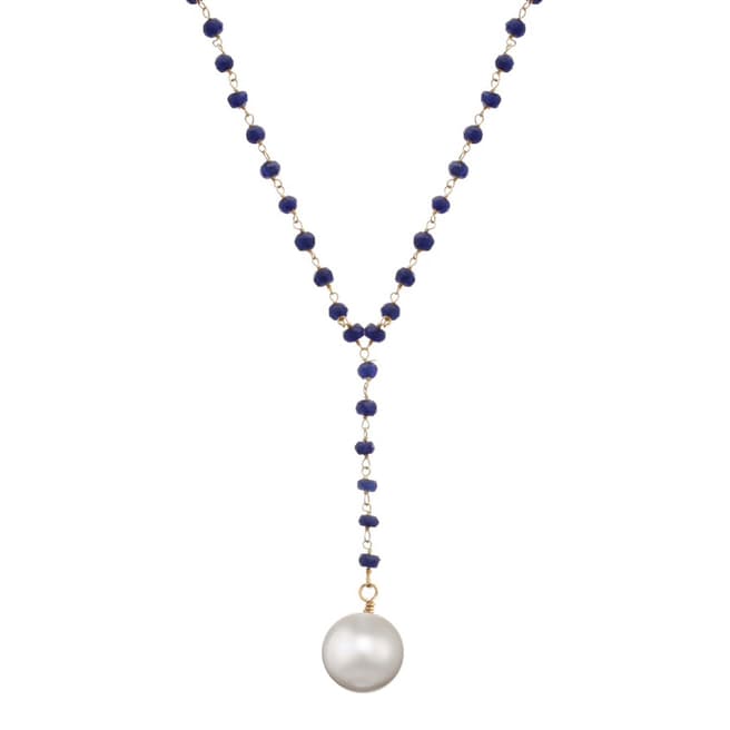 Liv Oliver 18K Gold Sapphire & Pearl Y Necklace