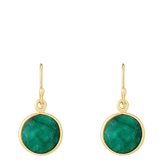 Liv Oliver 18K Gold Plated Emerald Disc Earrings