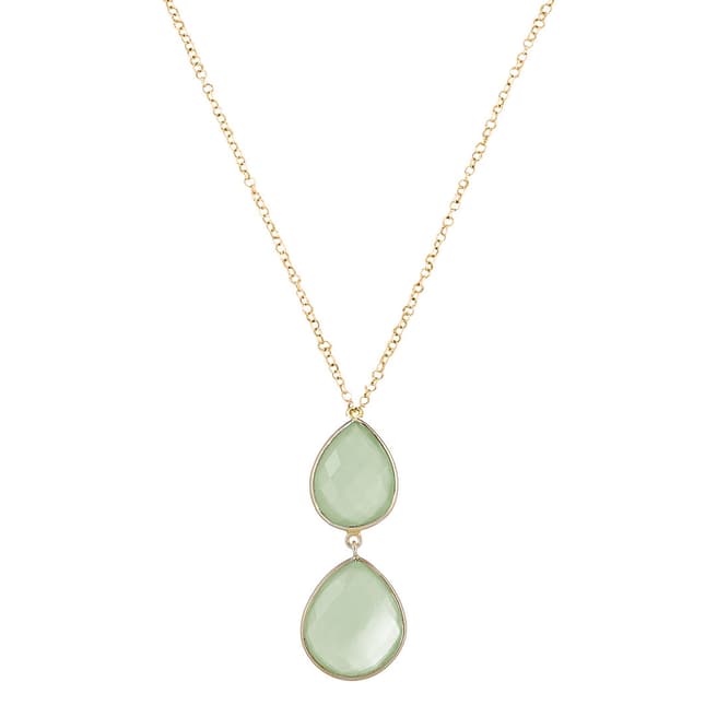 Liv Oliver 18K Gold Plated Chalcedony Double Drop Necklace