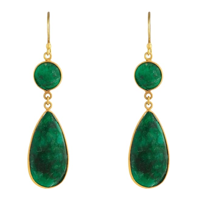 Liv Oliver 18K Gold Plated Emerald Statement Earrings
