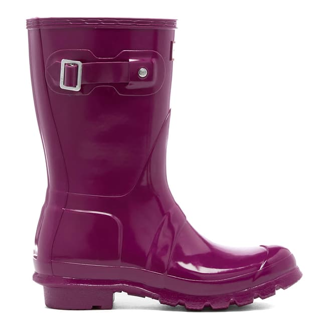 Hunter Purple Gloss Short Wellington Boots