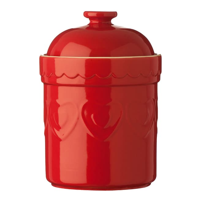 Premier Housewares Red Sweet Heart Stoneware Storage Canister, 1.5L