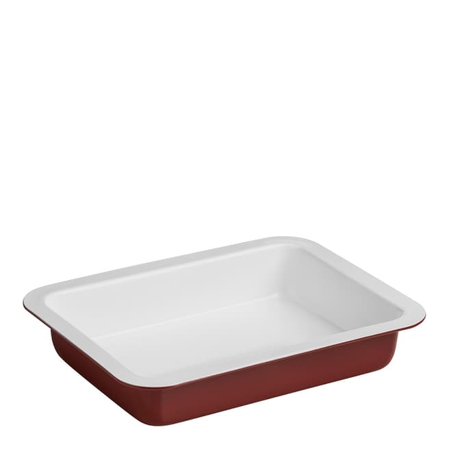 Premier Housewares Red Carbon Steel Ecocook Roasting Dish with White Ceramic Coating