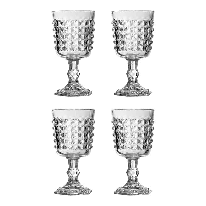 Premier Fleur Glass Set of 4 Pyramid Wine Goblets, 250ml
