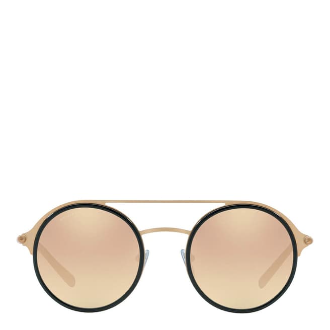 Bvlgari Women's Black/ Gold Mirrored Bvlgari Sunglasses 50mm
