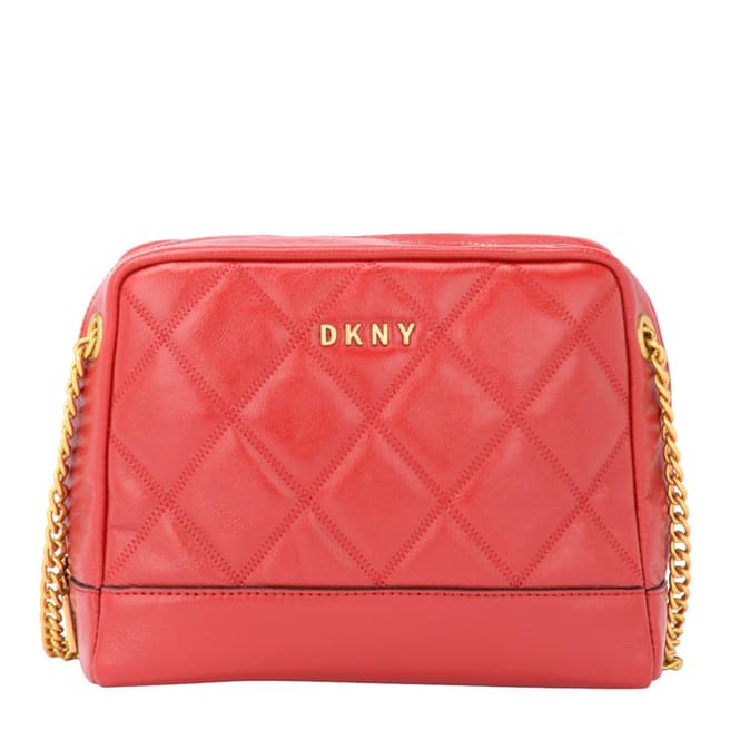 DKNY Red Sofia Double Chain Shoulder Bag