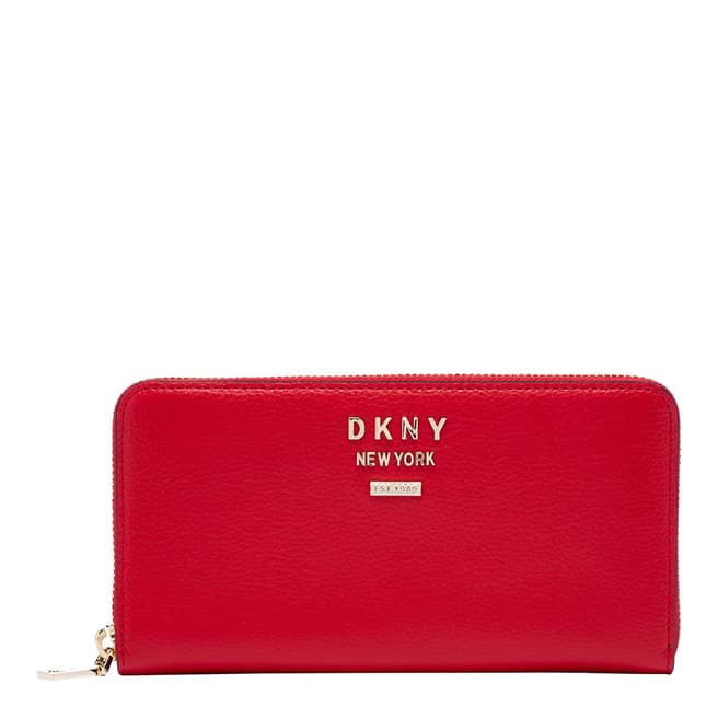 DKNY Red Whitney Large Zip Around Purse
