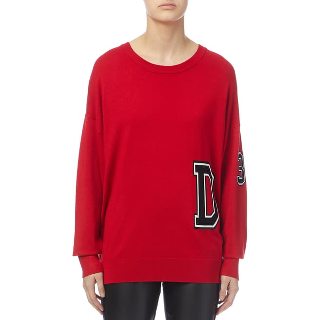 DKNY Red Number Thin Knit Jumper