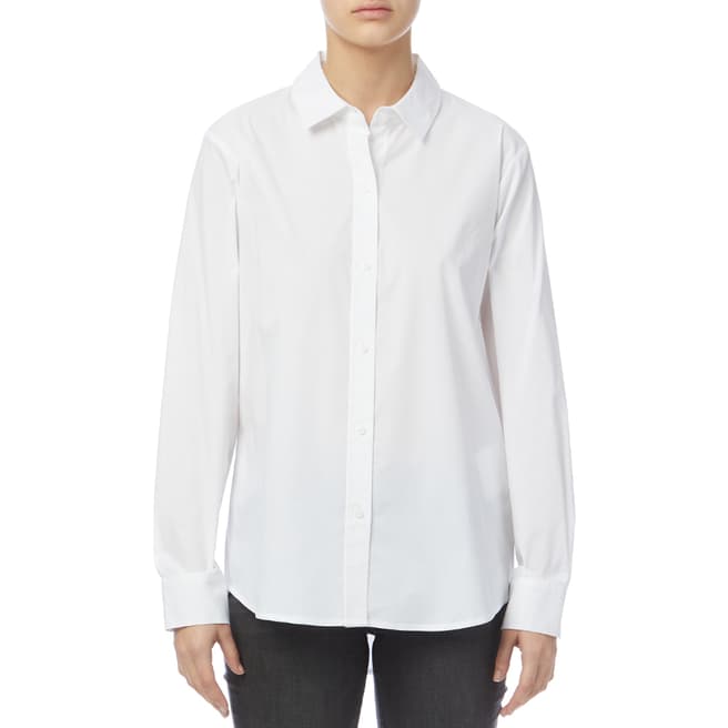 DKNY White Collared Cotton Blend Shirt