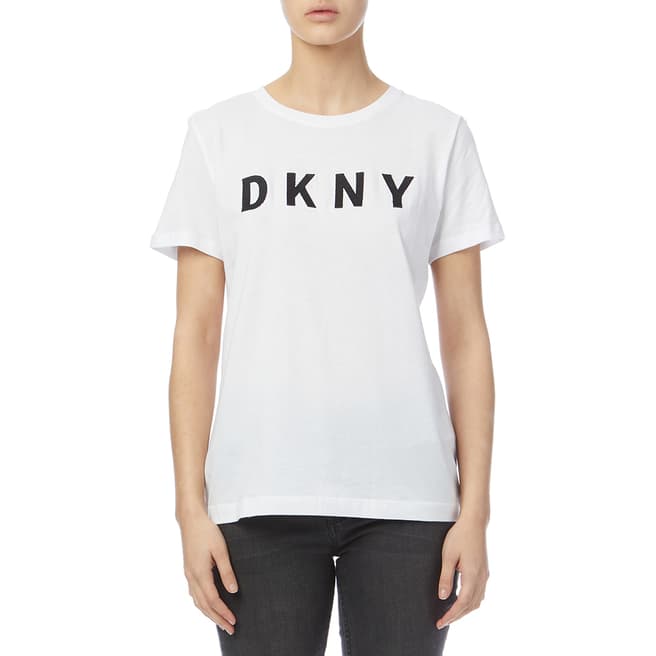 DKNY White Logo Cotton T-Shirt