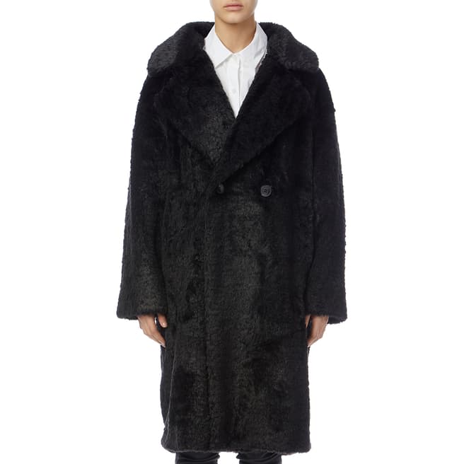 DKNY Black Faux Fur Coat
