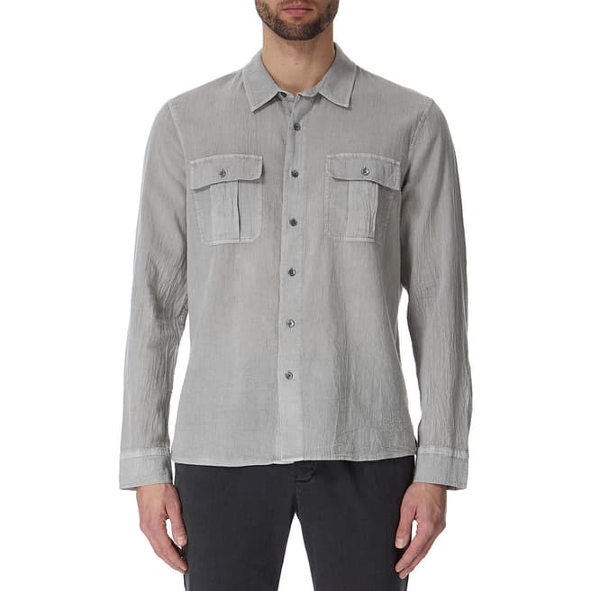 James Perse Grey Gauze Cotton Cargo Shirt