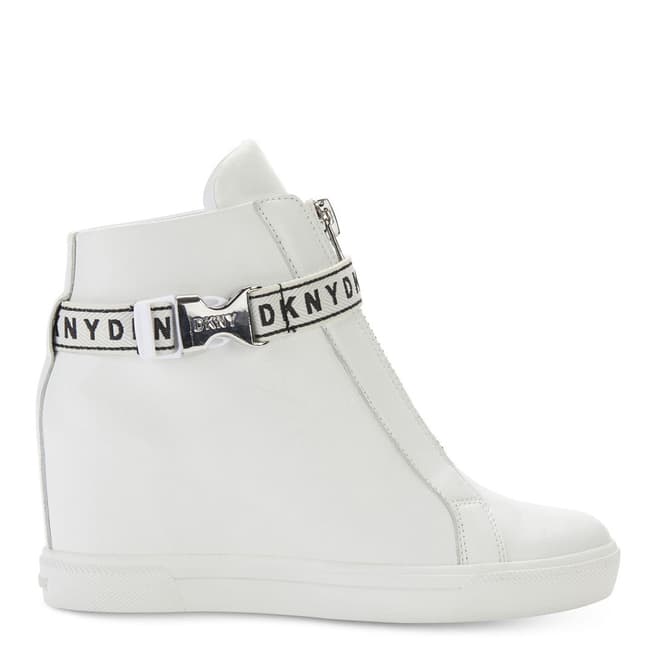 DKNY White Caddie Wedge Sneakers