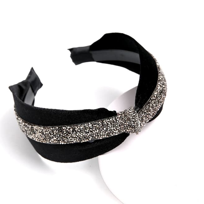 Amrita Singh Black/Silver Glitter Headband