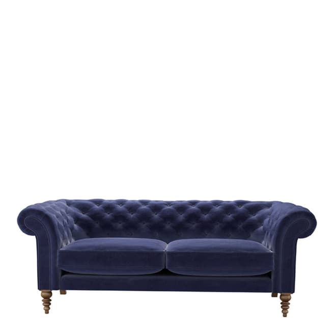 sofa.com Oscar 3 Seat Sofa in Prussian Blue Cotton Matt Velvet