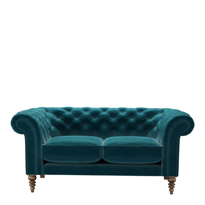 sofa.com Oscar 2 Seat Sofa in Deep Turquoise Cotton Matt Velvet