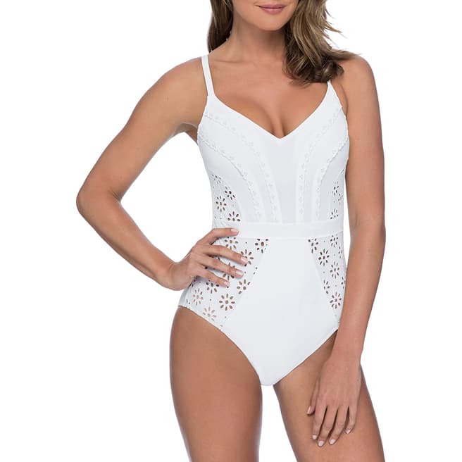 Gottex White Kiss and Tell V-Neck One Piece Swimsuit
