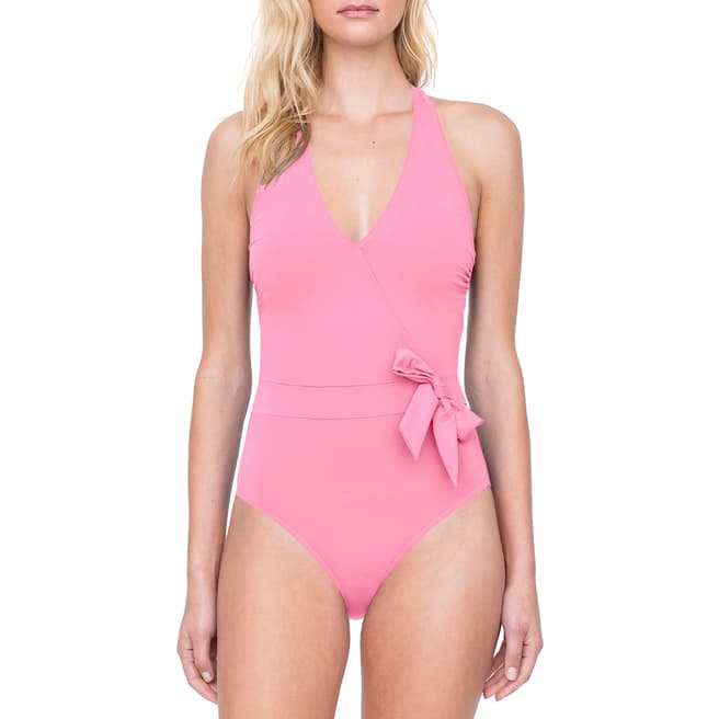 Gottex Coral Halter Surpice side Bow One Piece Swimsuit