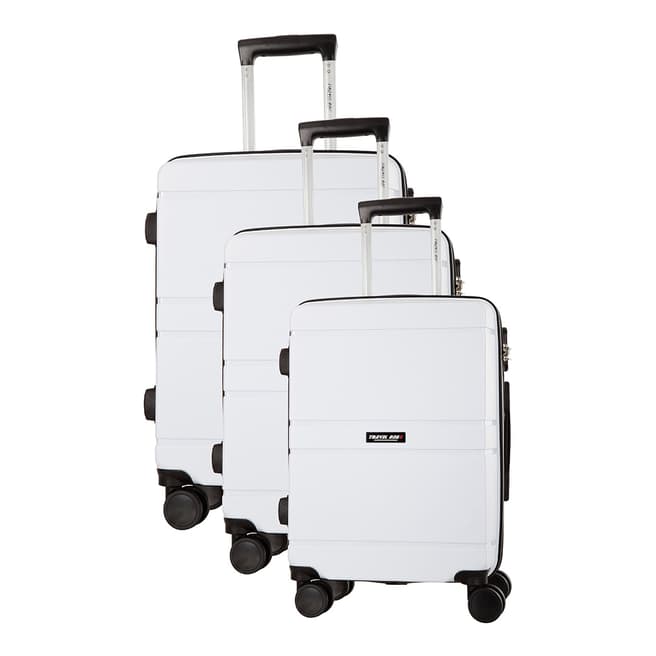 Travel One White Caminera 8 Wheel Suitcase S/M/L 