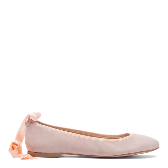 French Sole Pink Suede Jenifer/Margot Lace up Ballerinas