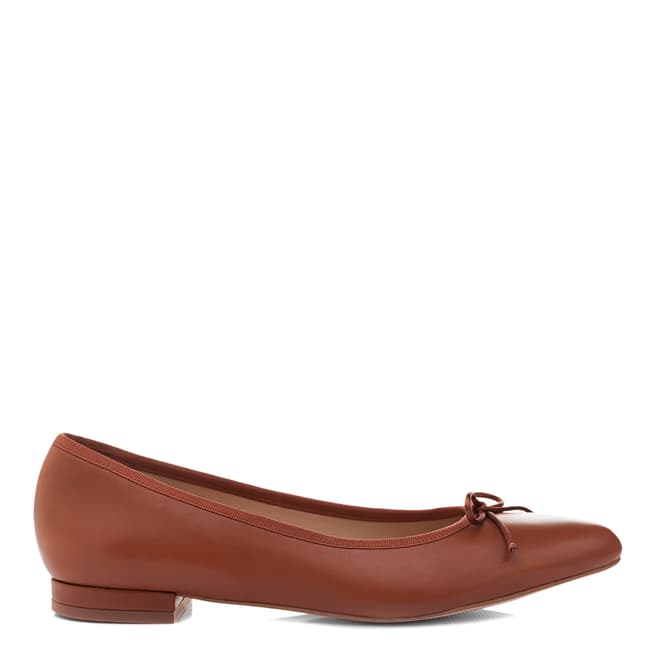 French Sole Tan Penelope Pointed Ballerinas