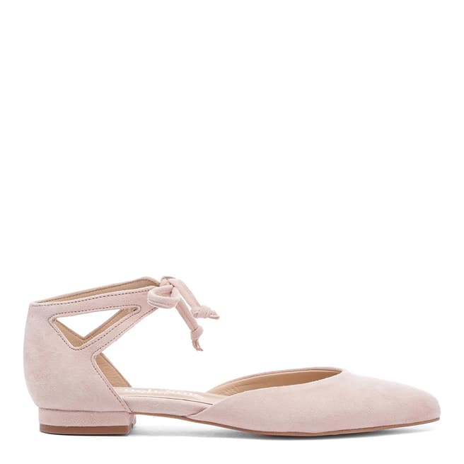 French Sole Pink Suede Penelope Ankle Tie Ballerinas