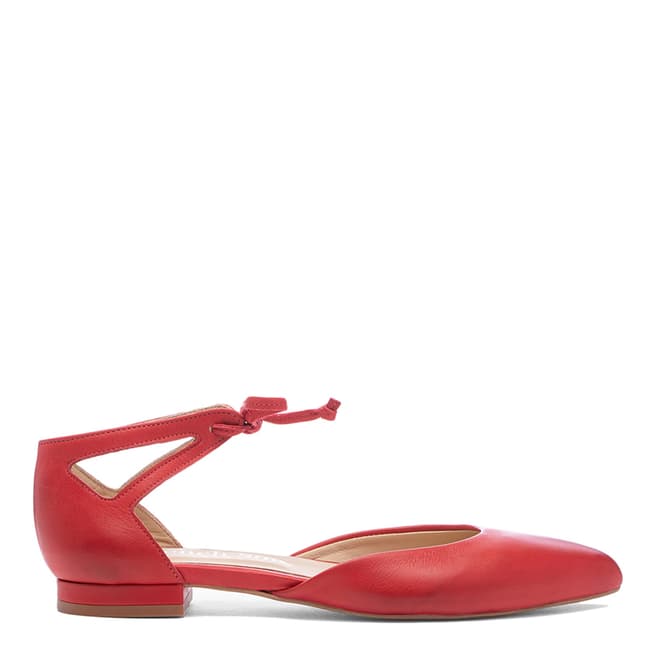 French Sole Red Penelope Ankle Tie Ballerinas