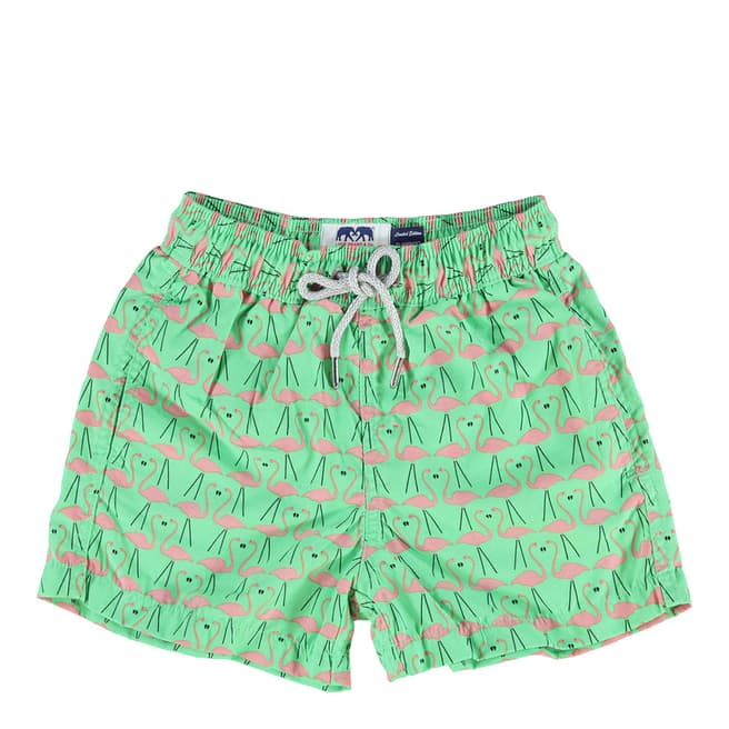 Love Brand & Co Green/Pink Flamingo Frolic Swim Shorts