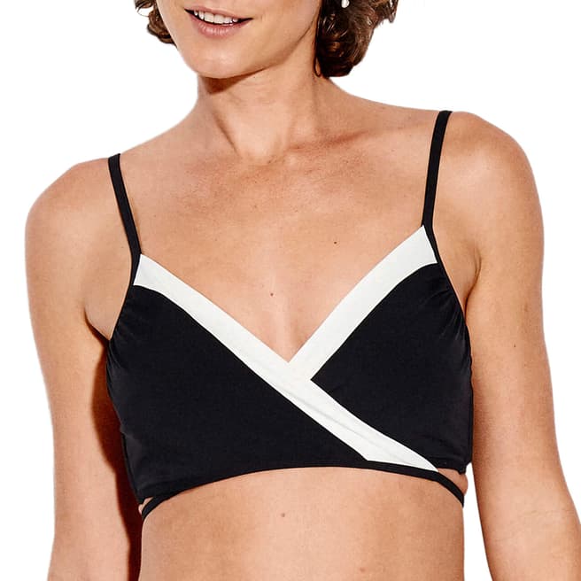 Seafolly Black Pop Block Wrap Front Booster Top