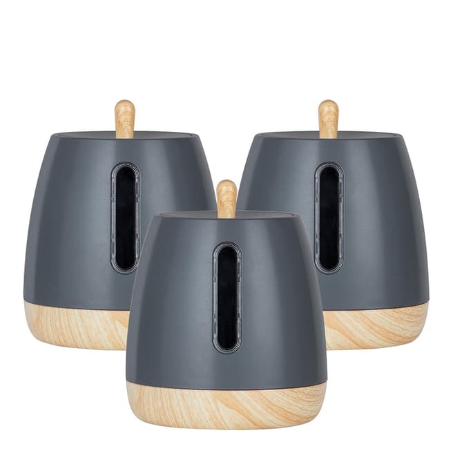 Tower Set of 3 Grey Scandi Canisters