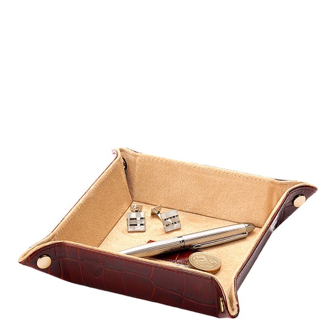 Aspinal of London Brown/Stone Suede Mini Tidy Tray