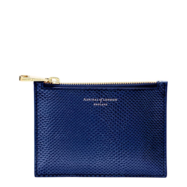 Aspinal of London Essential Flat Pouch Small Midnight Lizard