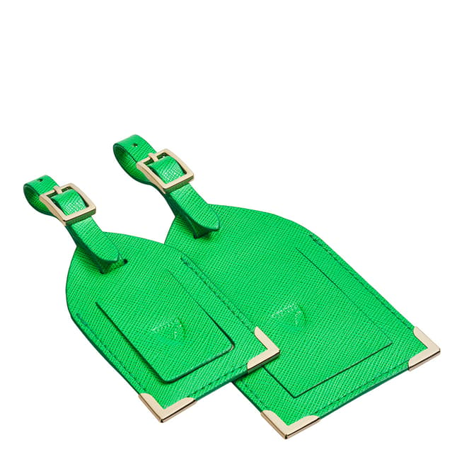 Aspinal of London Set of 2 Bright Green Luggage Tags