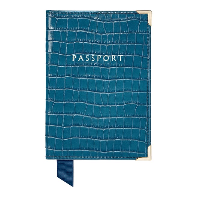 Aspinal of London Topaz Mini Croc Plain Passport Cover