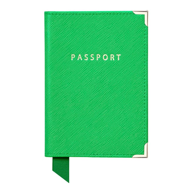 Aspinal of London Bright Green & Grey Passport Cover